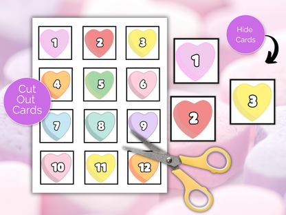 Valentines Day Candy Heart Scavenger Hunt for kids