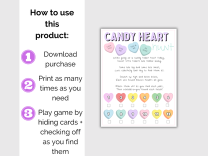 Valentines Day Candy Heart Scavenger Hunt for kids