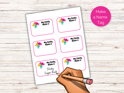 What's Your Candy Name Game + Name Tags