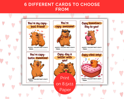 Capybara Valentine Cards