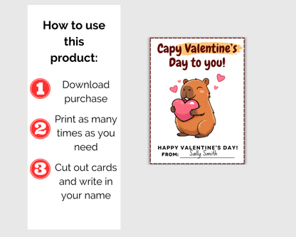 Capybara Valentine Cards