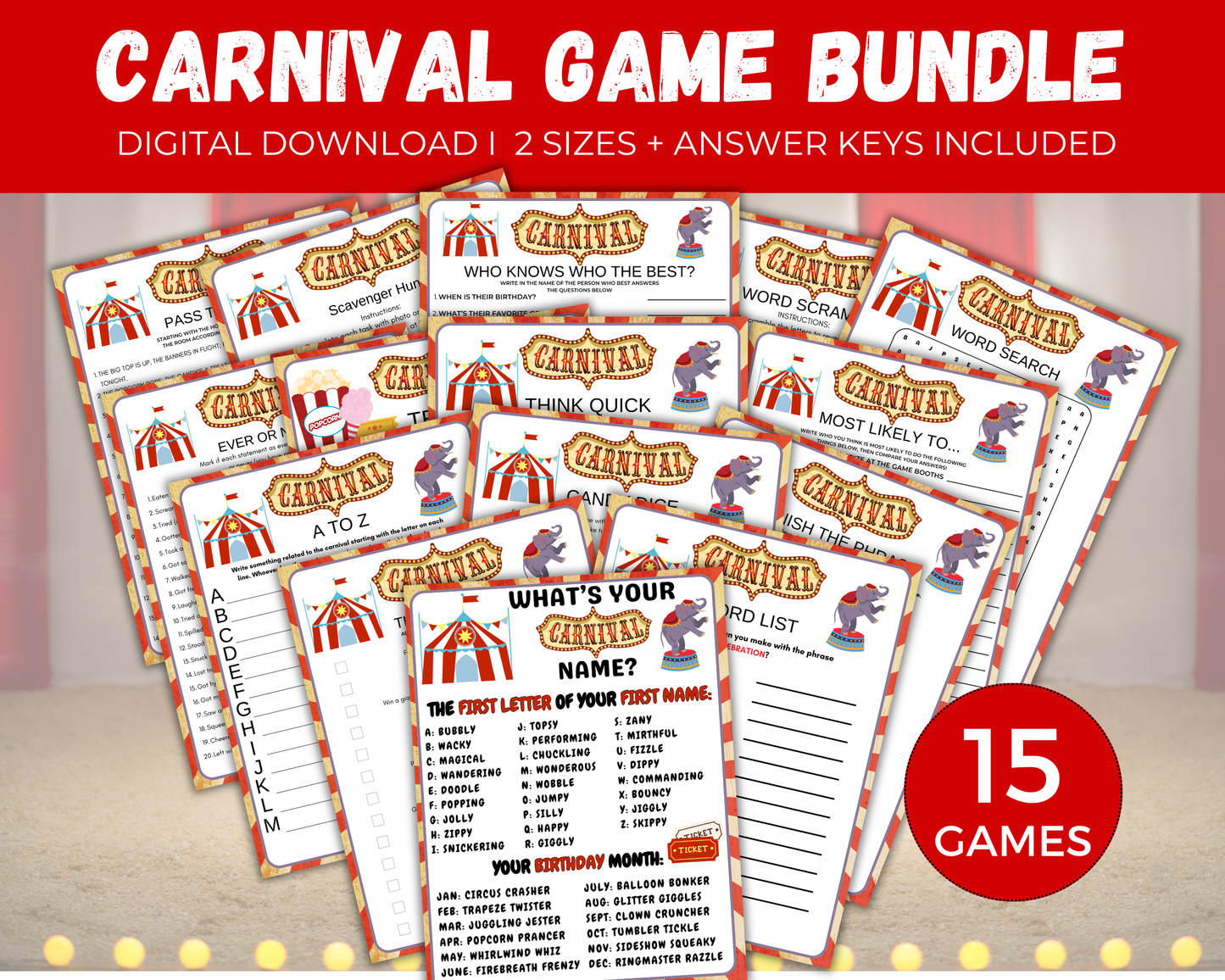 Carnival Party Game Bundle