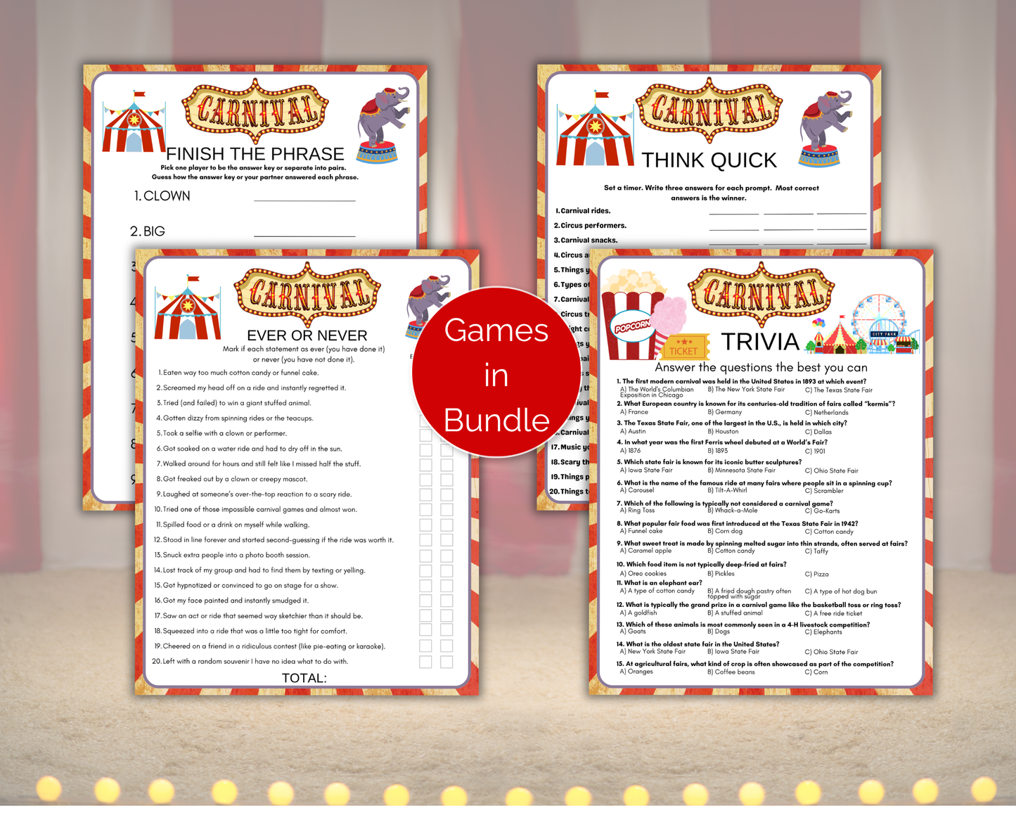 Carnival Party Game Bundle