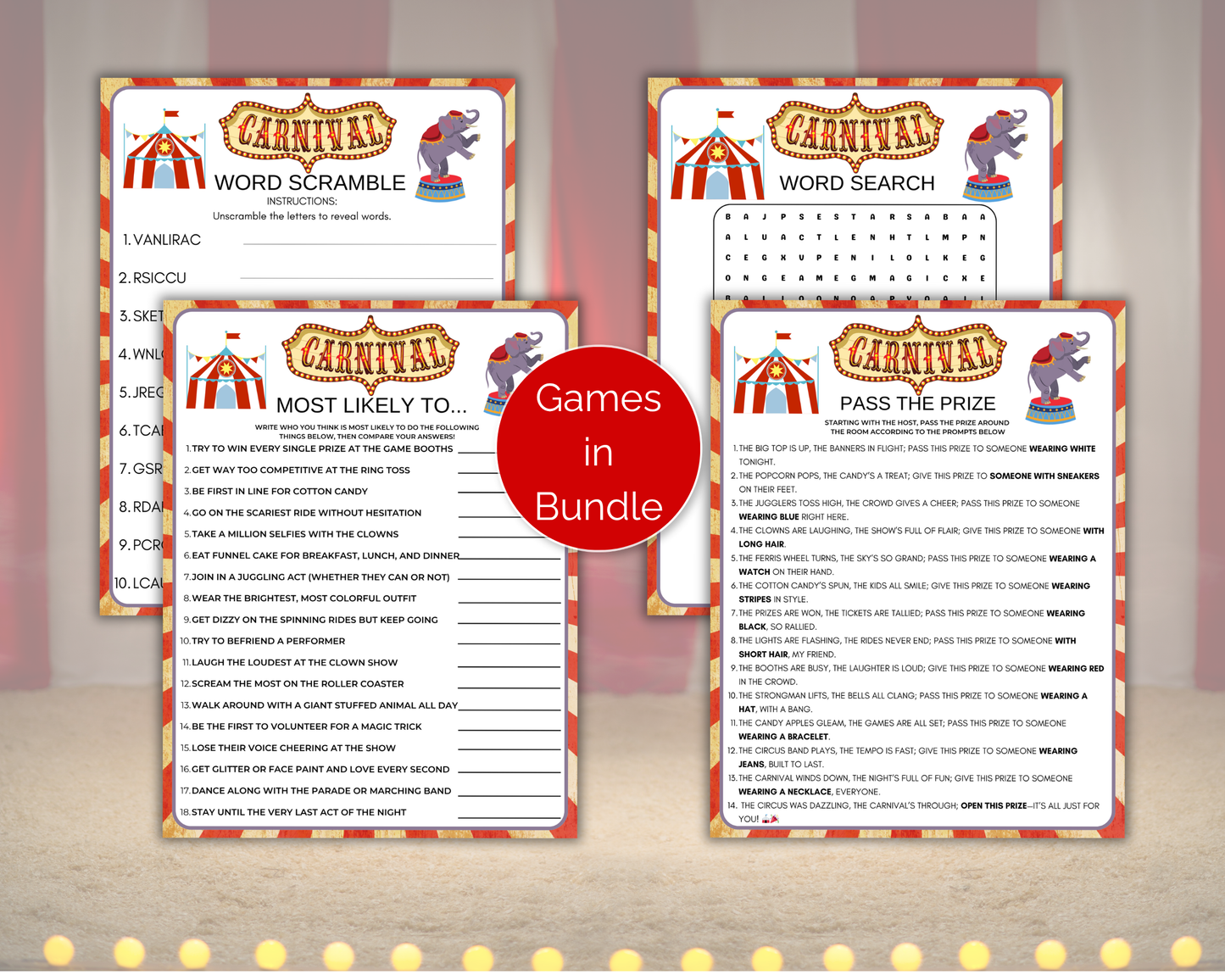 Carnival Party Game Bundle