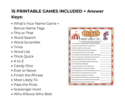 Carnival Party Game Bundle