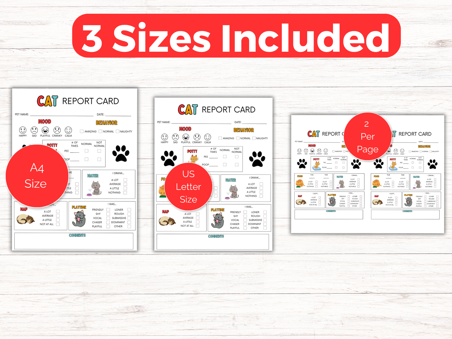 EDITABLE Cat Report Card