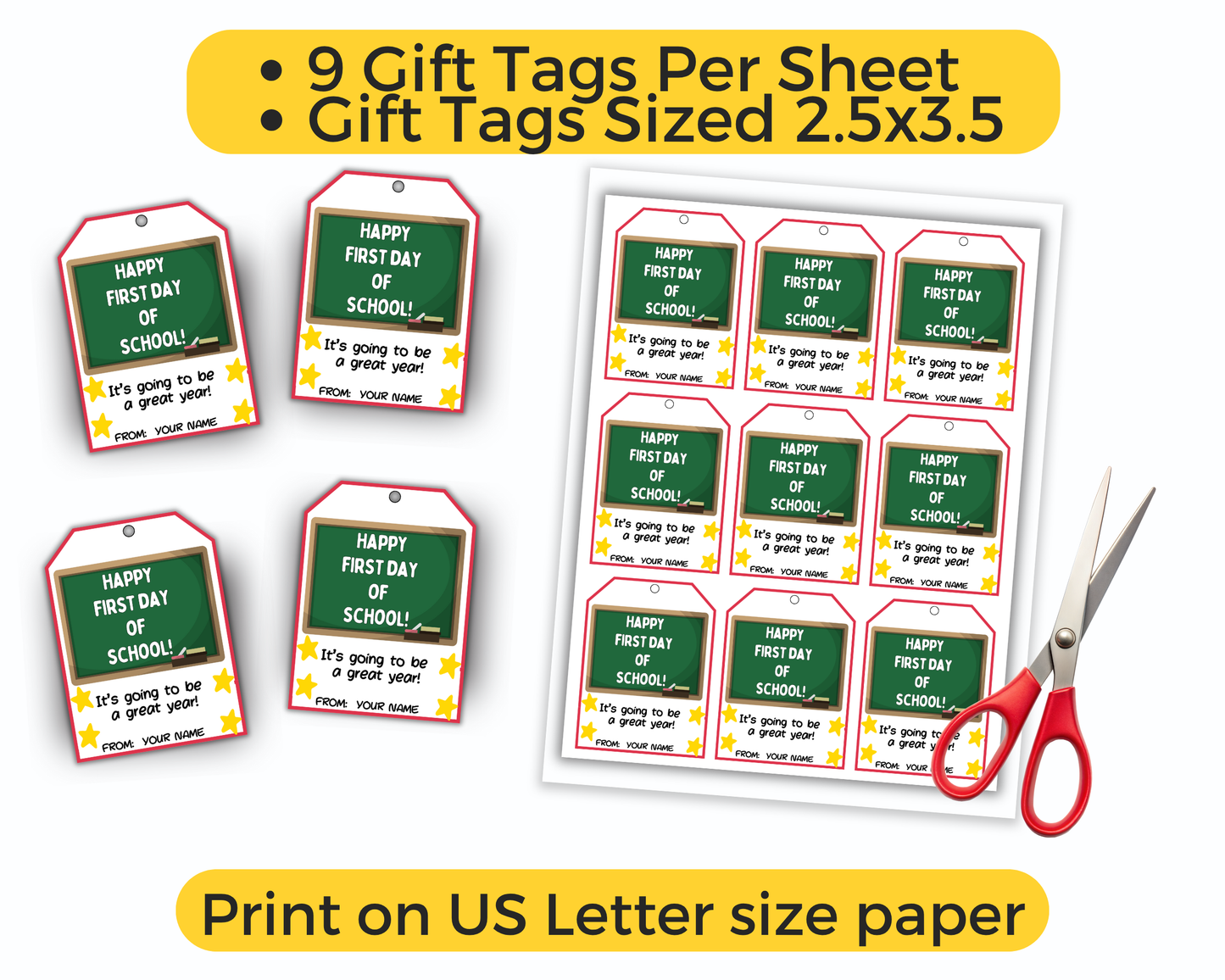 Editable Happy First Day of School Gift Tag