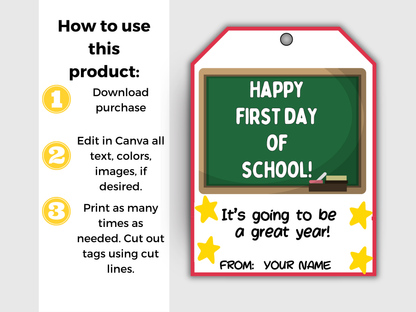 Editable Happy First Day of School Gift Tag