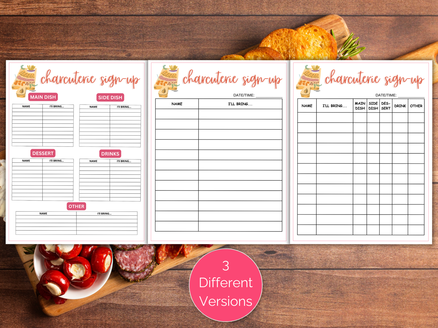Charcuterie Sign Up Sheet
