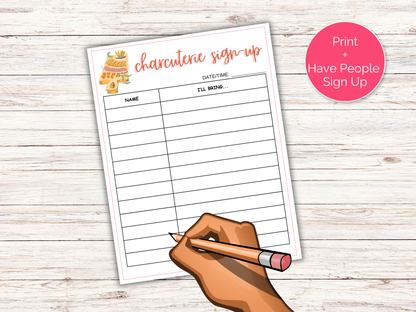 Charcuterie Sign Up Sheet