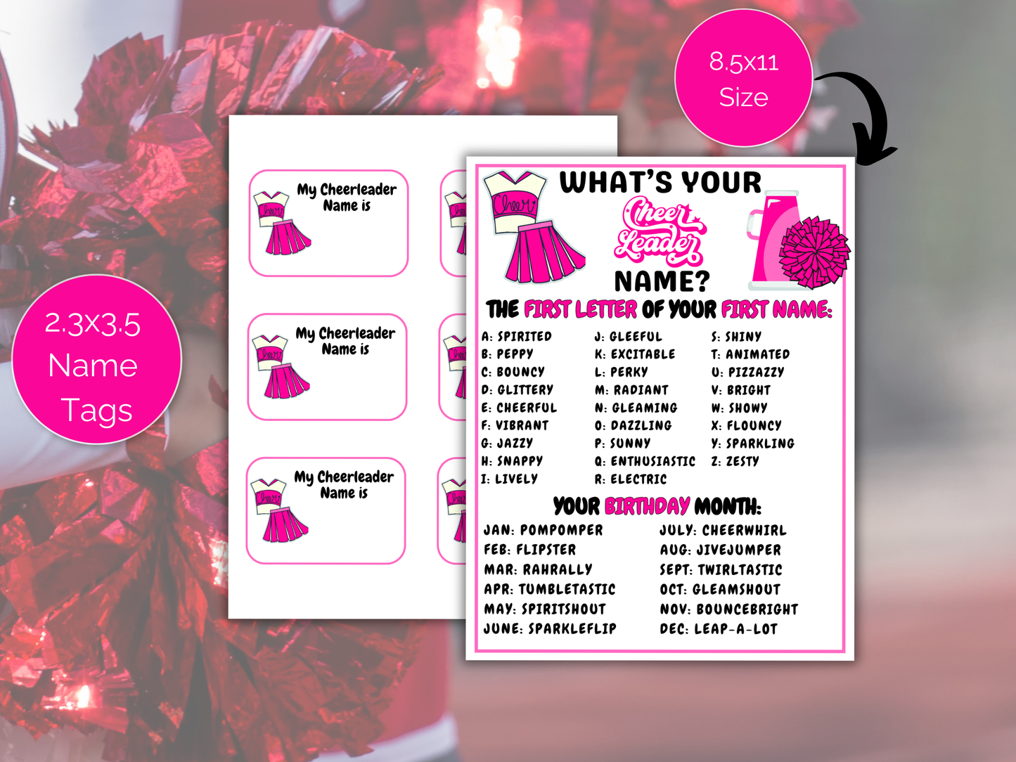 What's Your Cheer Name Game + Name Tags
