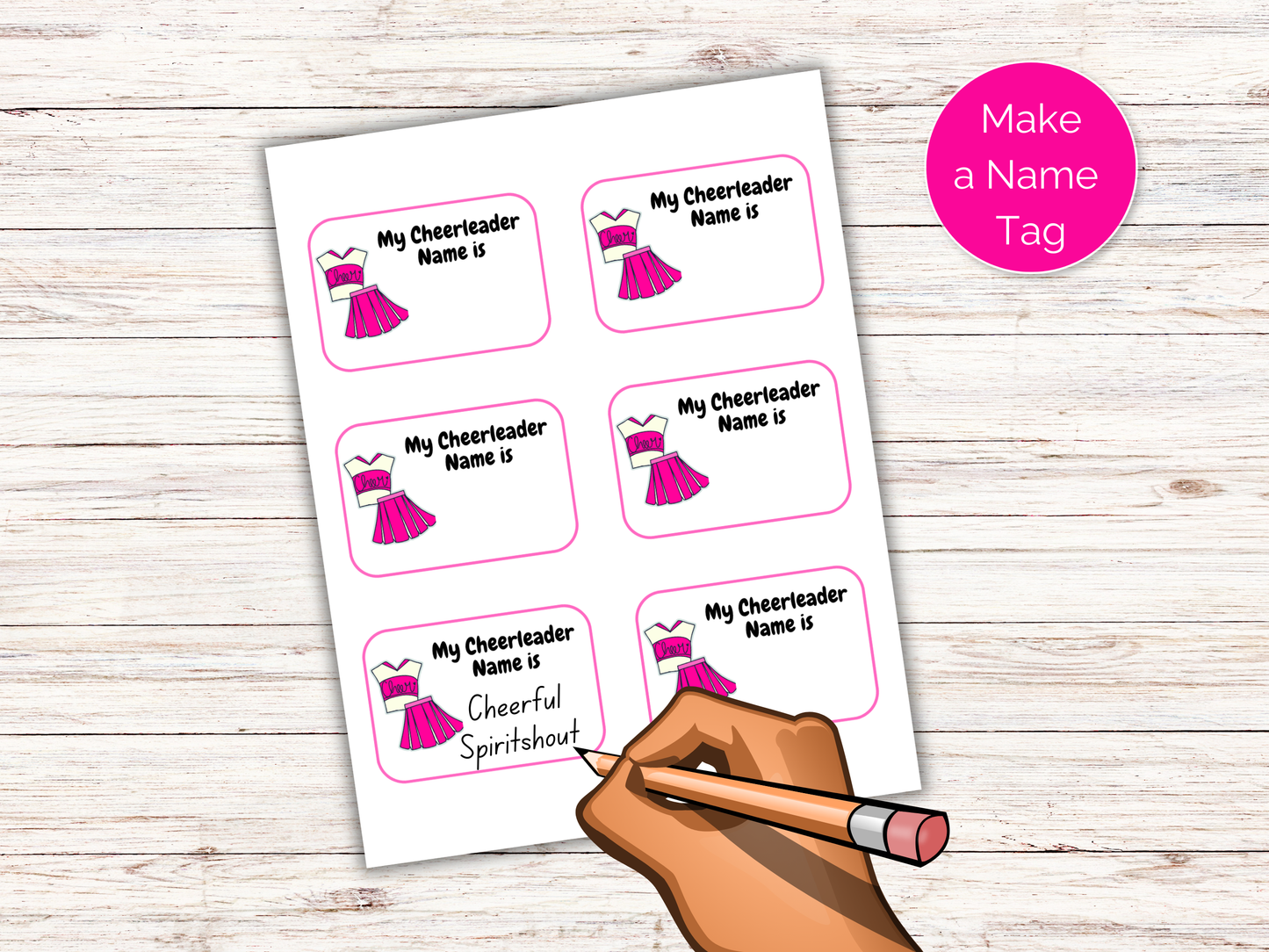 What's Your Cheer Name Game + Name Tags