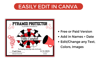 Editable Cheerleading Award Certificates