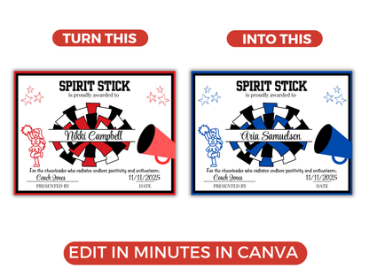 Editable Cheerleading Award Certificates