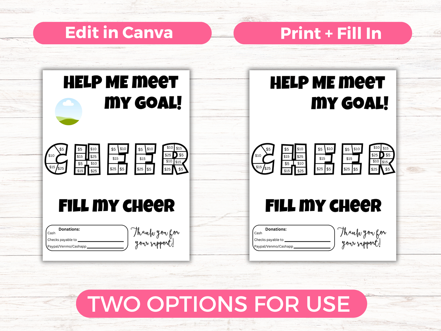 Editable Fill My Cheer Fundraiser Template