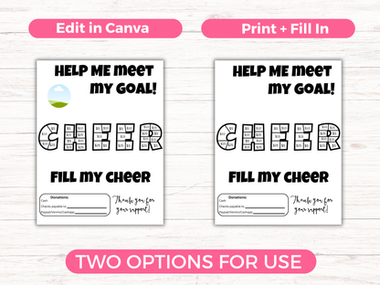 Editable Fill My Cheer Fundraiser Template