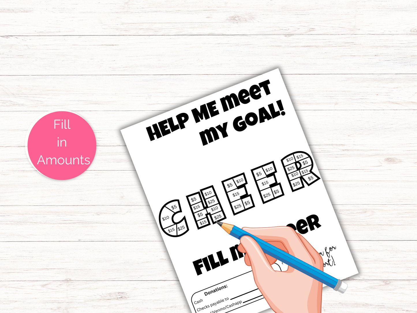 Editable Fill My Cheer Fundraiser Template