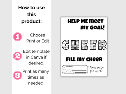Editable Fill My Cheer Fundraiser Template