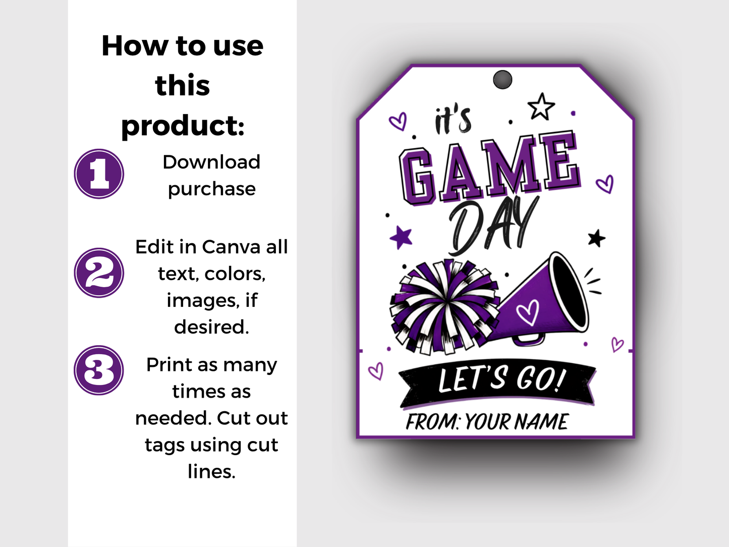 Editable Cheer Team Treat Tags