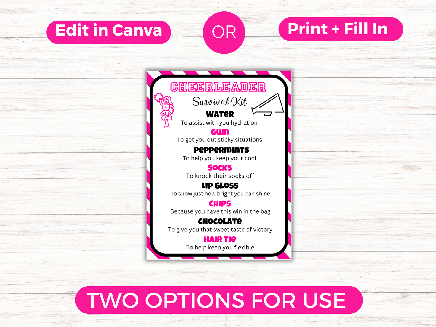Editable Cheer Survival Kit Gift Tag Template