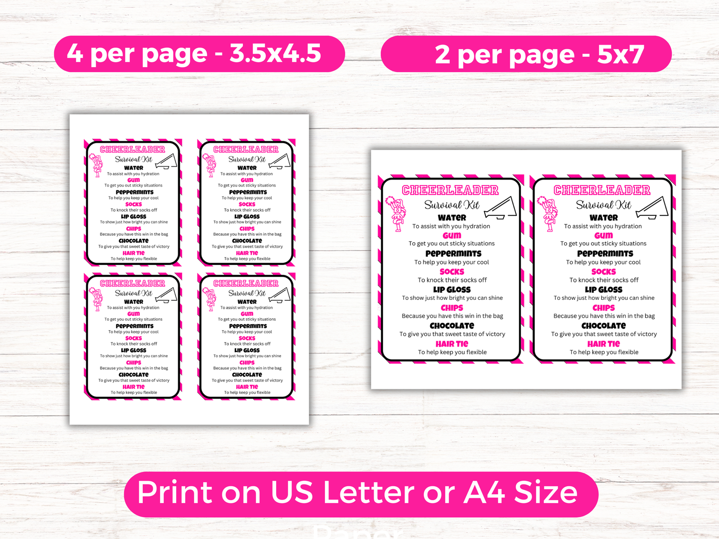 Editable Cheer Survival Kit Gift Tag Template
