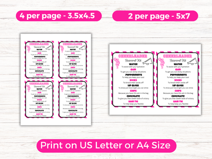 Editable Cheer Survival Kit Gift Tag Template