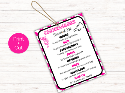 Editable Cheer Survival Kit Gift Tag Template