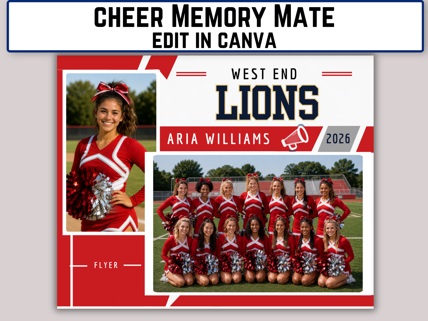 Editable Cheerleading Memory Mate Template