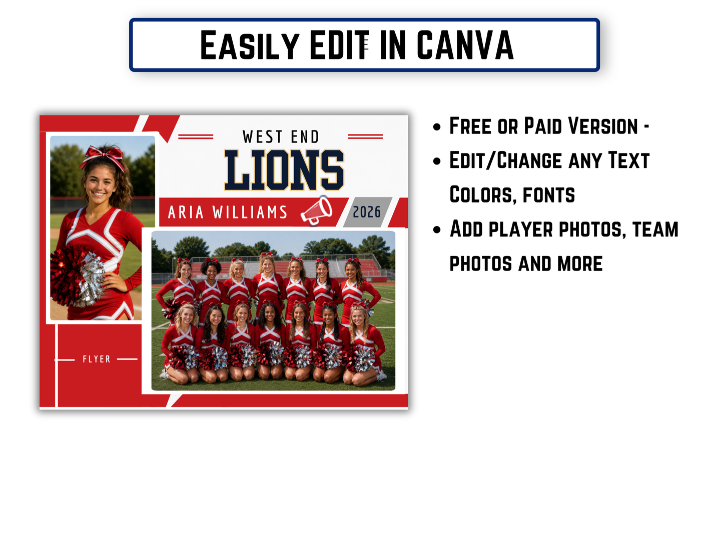 Editable Cheerleading Memory Mate Template