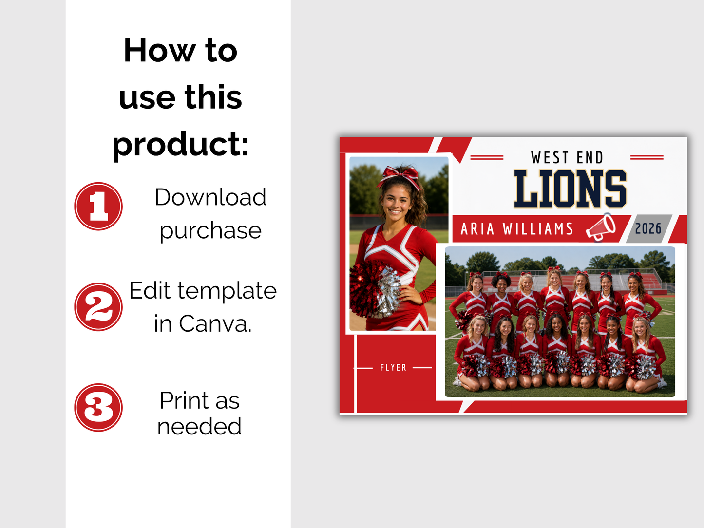 Editable Cheerleading Memory Mate Template