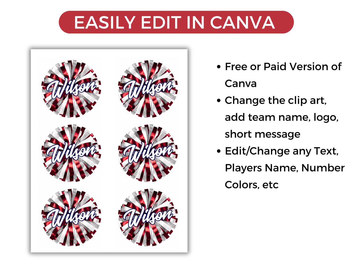 Editable Cheer Name Tags Template