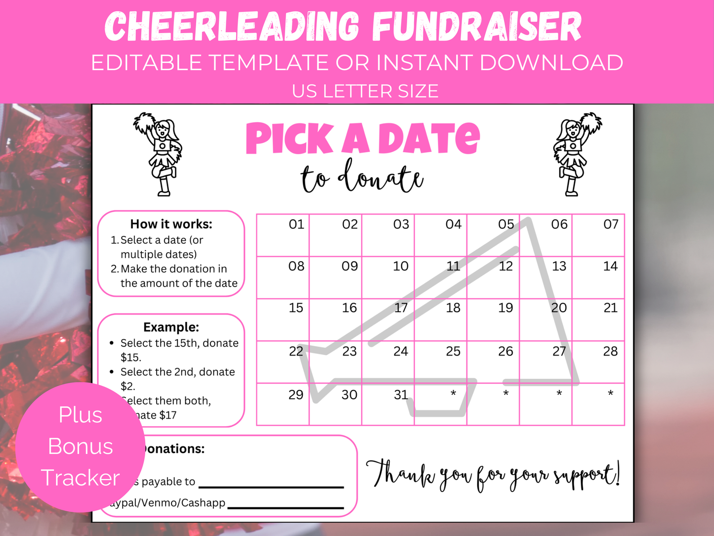 Editable Cheer Pick A Date