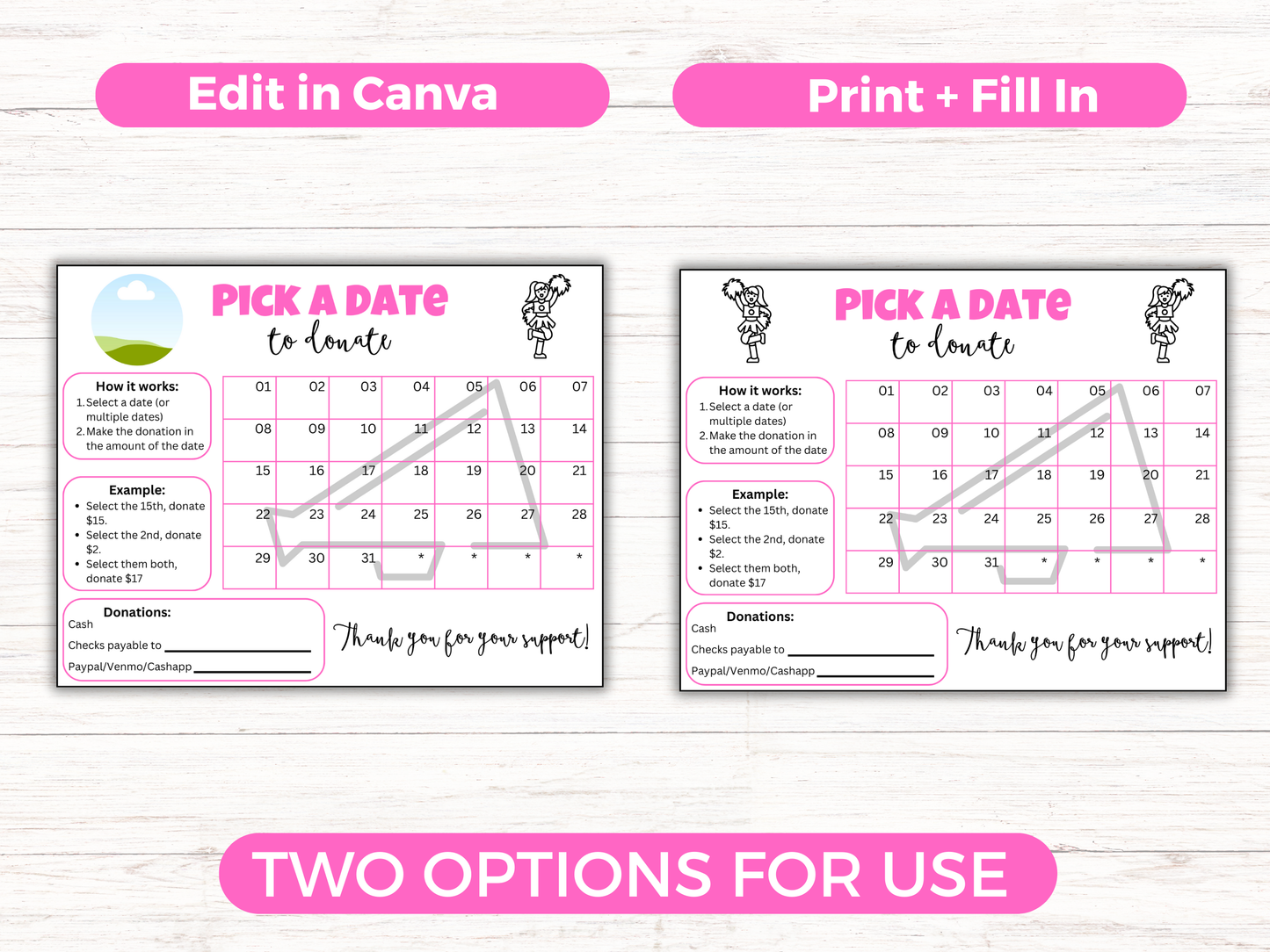 Editable Cheer Pick A Date