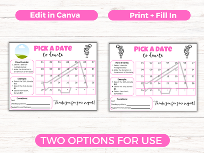 Editable Cheer Pick A Date