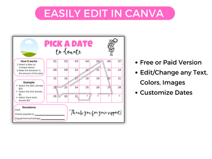 Editable Cheer Pick A Date