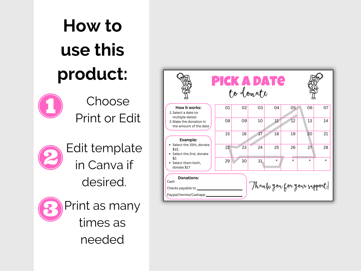 Editable Cheer Pick A Date