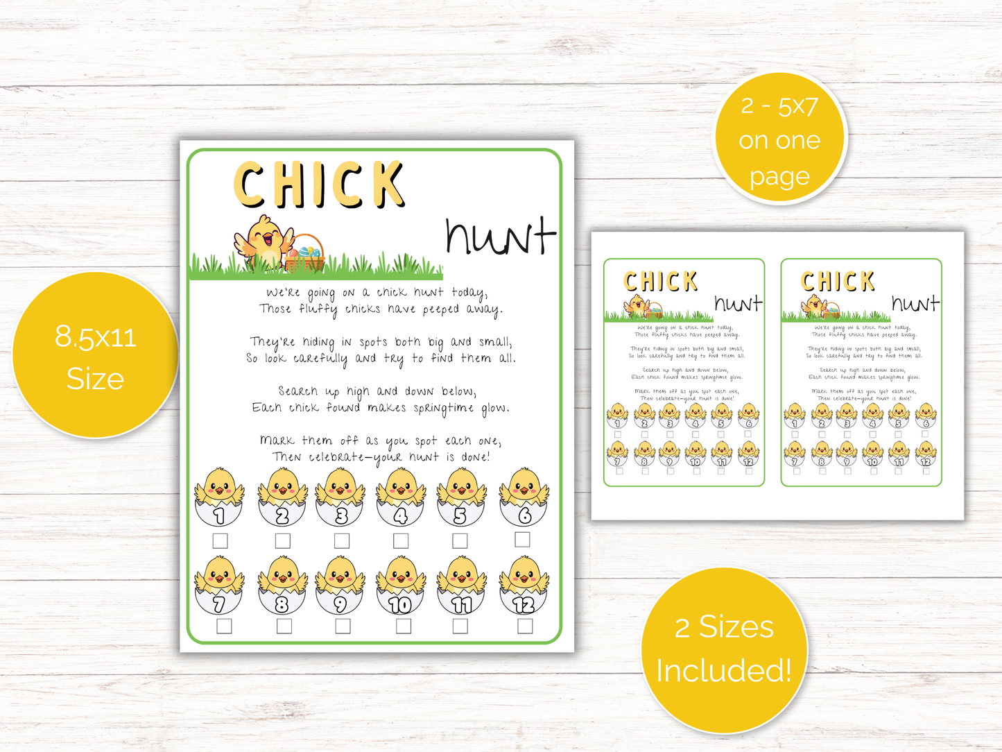Chick Easter Scavenger Hunt for kids