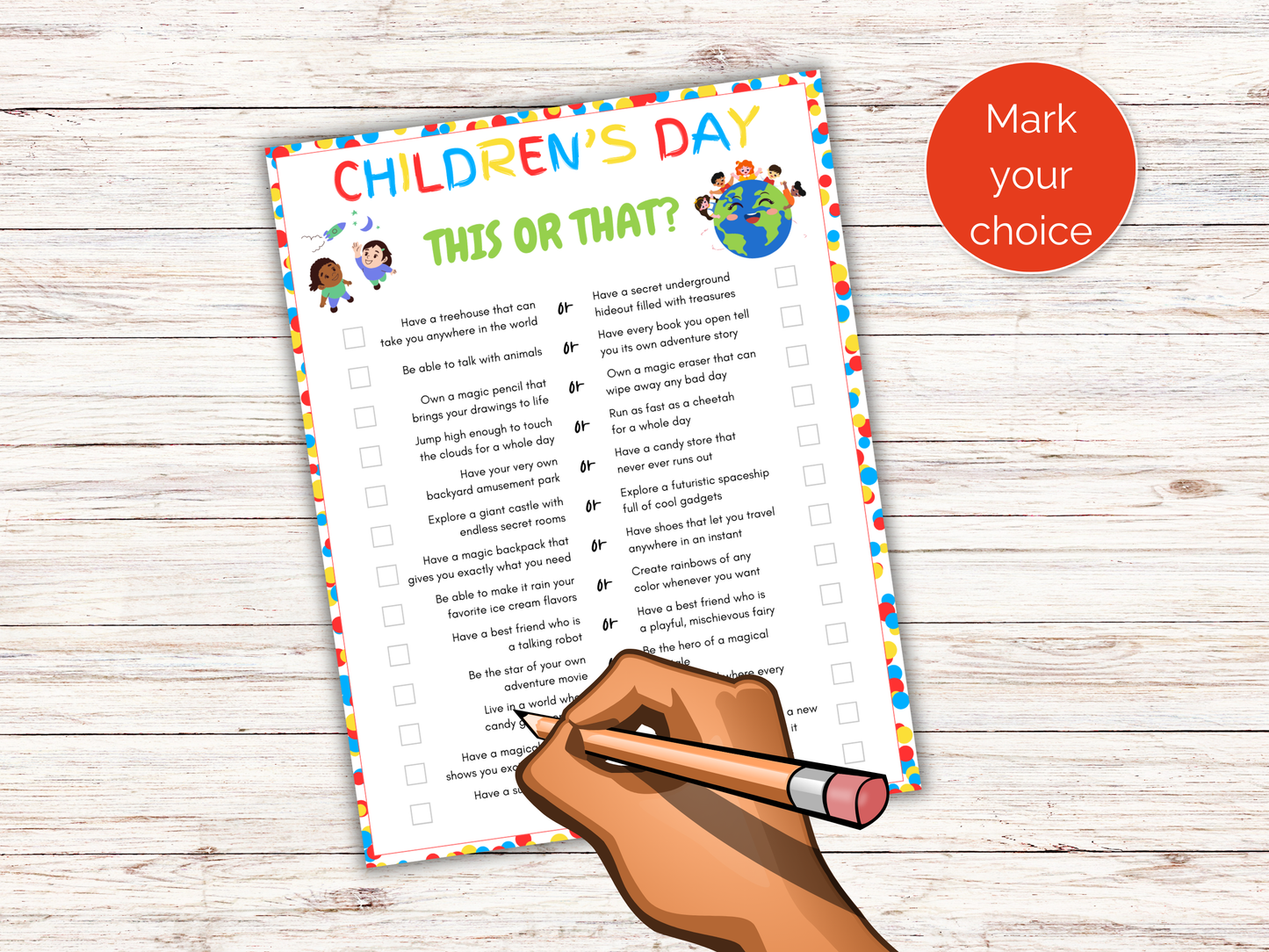 Childrens Day This or That Game