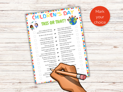 Childrens Day This or That Game