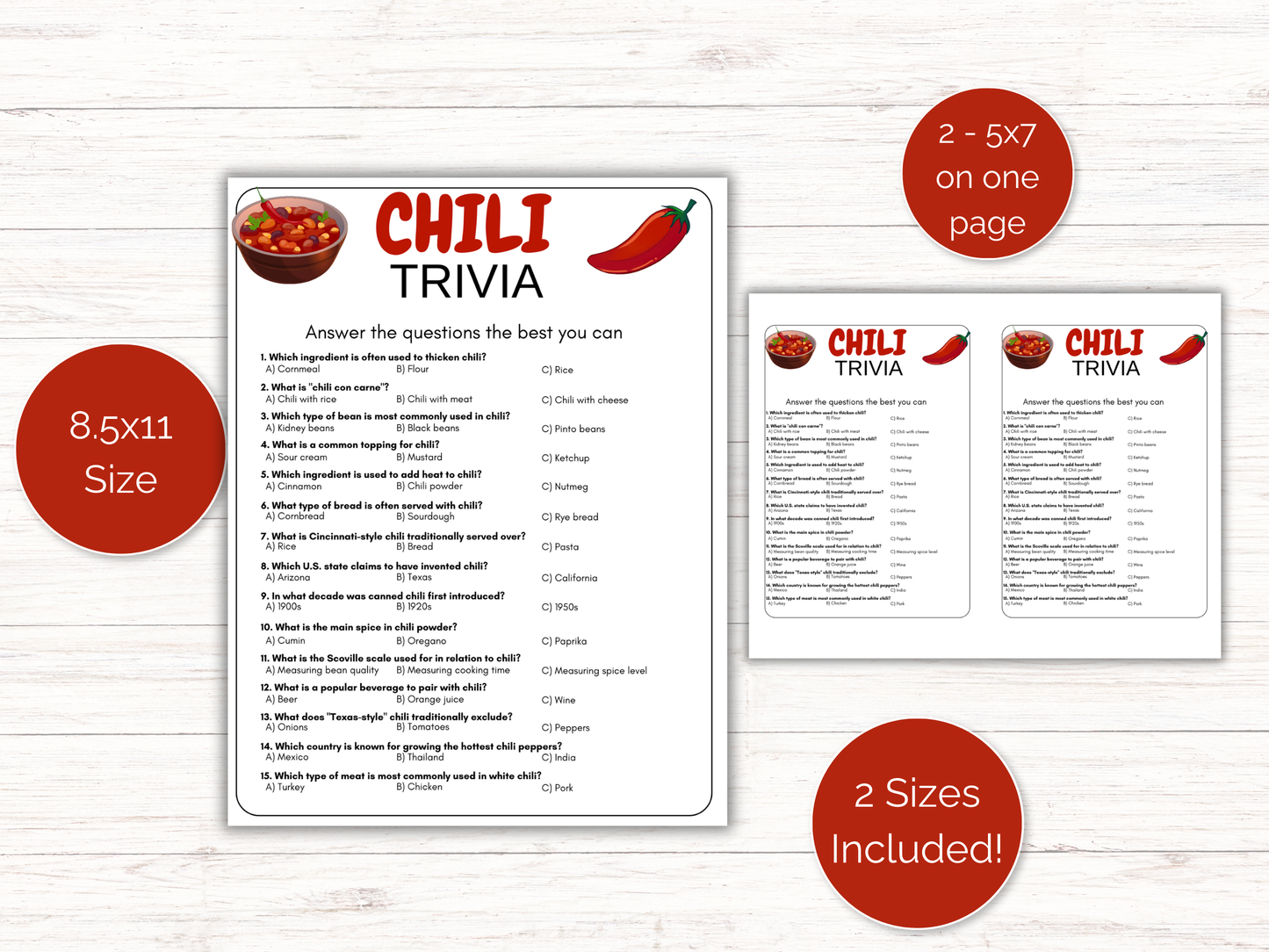 Chili Trivia Game