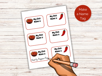 What's Your Chili Name Game + Name Tags