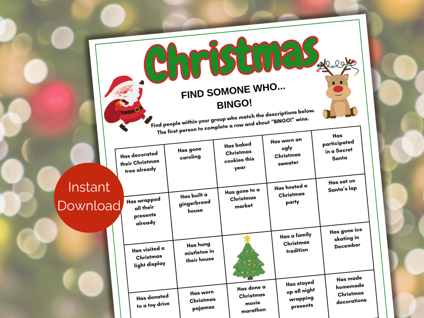 Christmas Find Someone Who Bingo