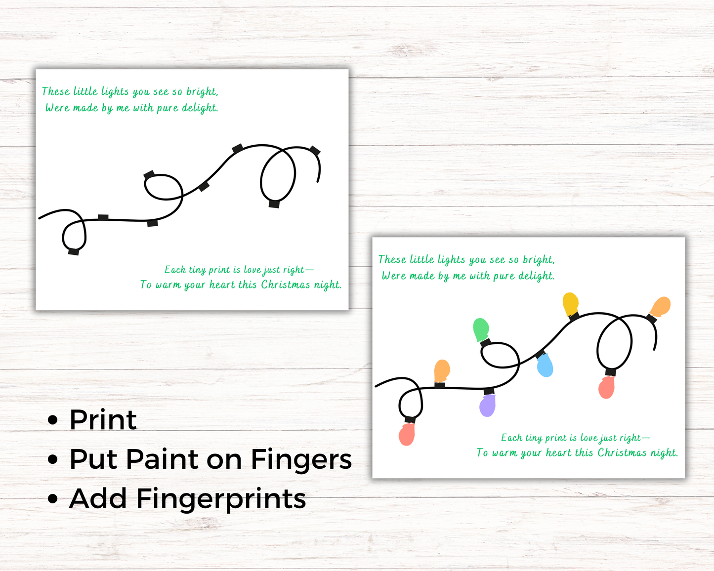Christmas Lights Fingerprint Art