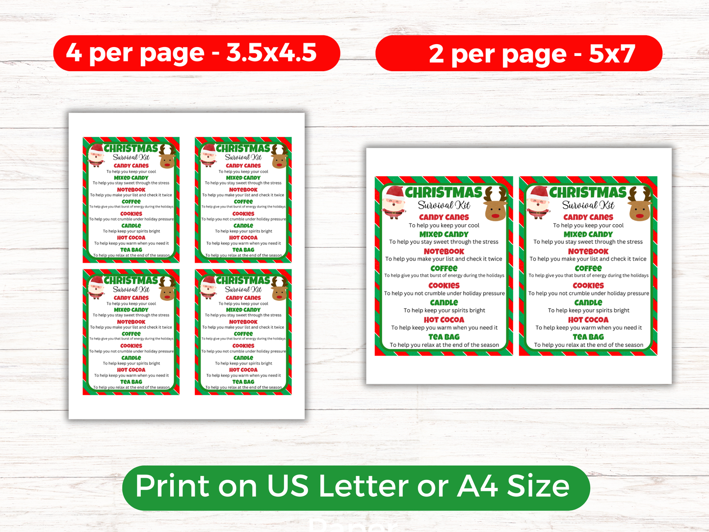 Editable Christmas Survival Kit Gift Tags
