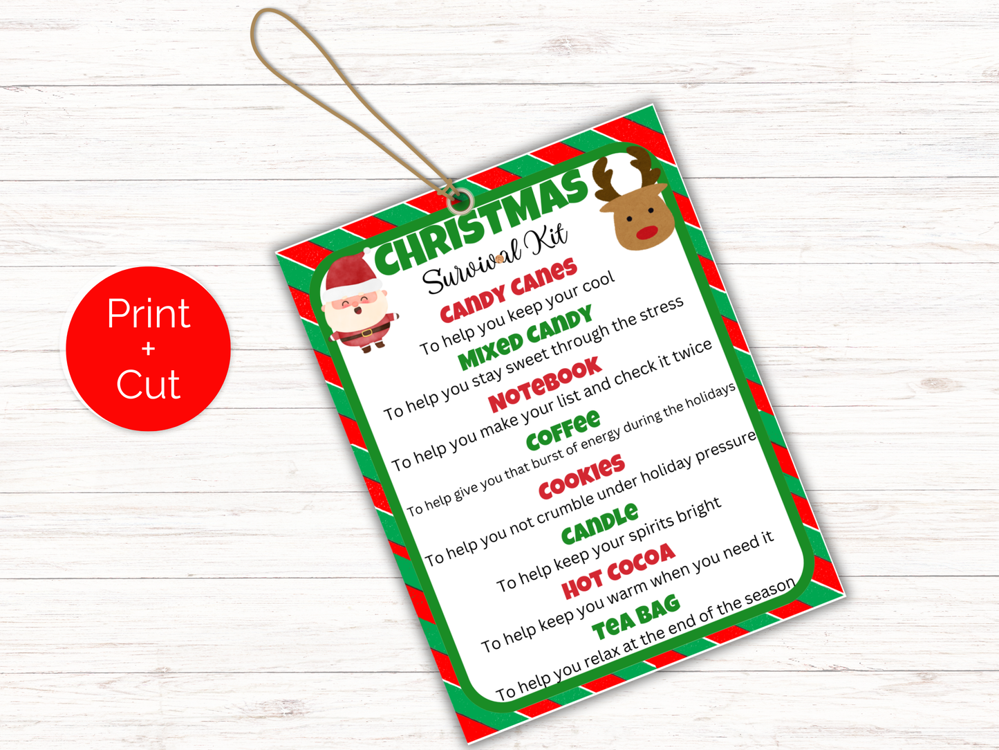 Editable Christmas Survival Kit Gift Tags