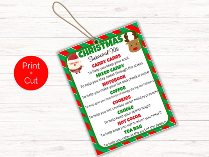 Editable Christmas Survival Kit Gift Tags