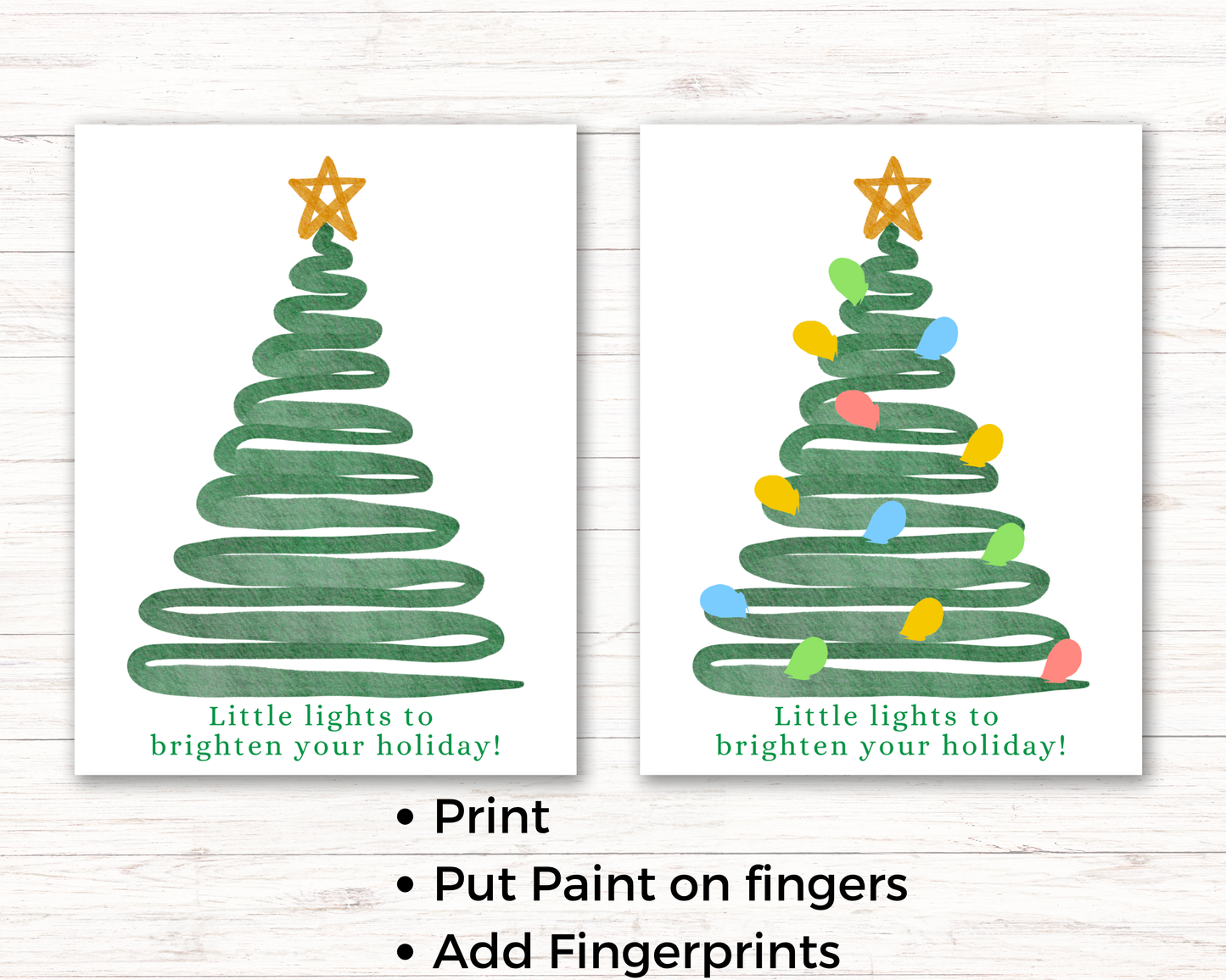 Christmas Tree with Lights Fingerprint Art
