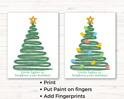Christmas Tree with Lights Fingerprint Art