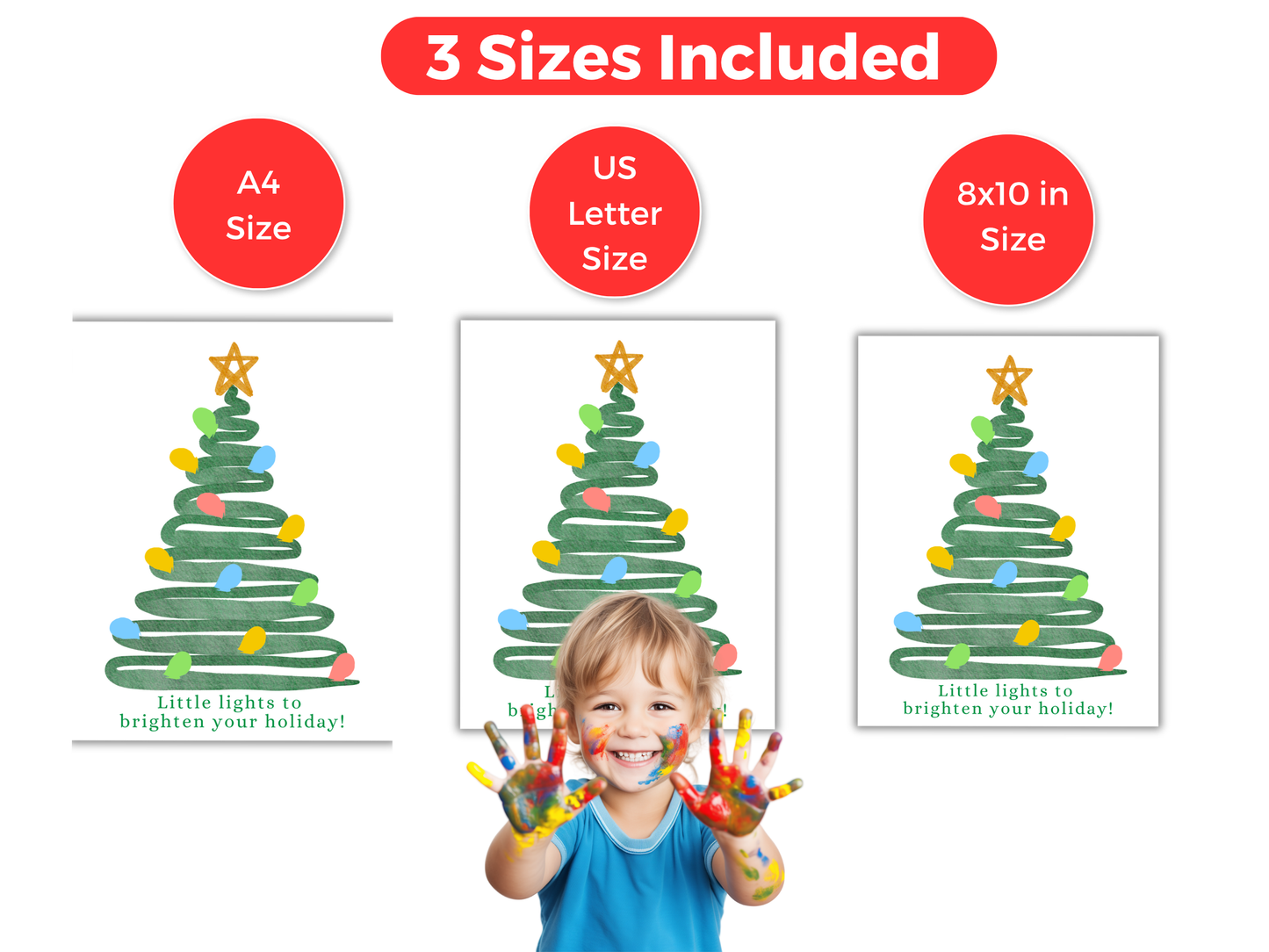 Christmas Tree with Lights Fingerprint Art