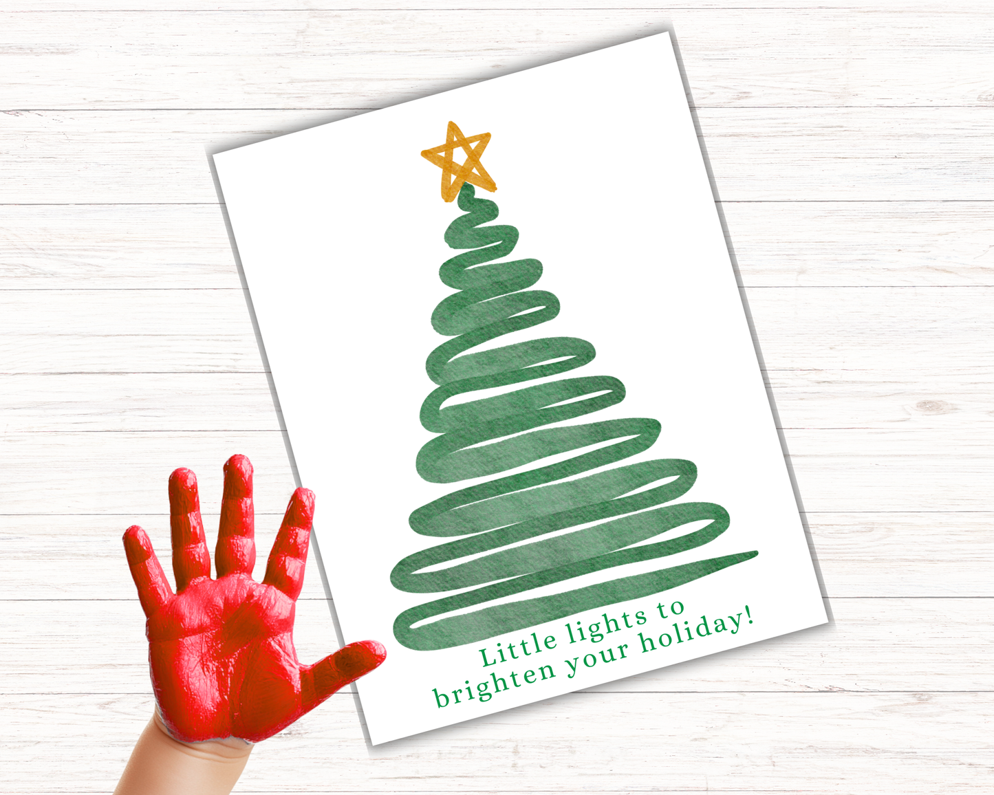 Christmas Tree with Lights Fingerprint Art
